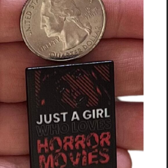 Just a Girl Who Loves Horror Movies Enamel Pin | Horror Fan Collectible Pin - Picture 4 of 4